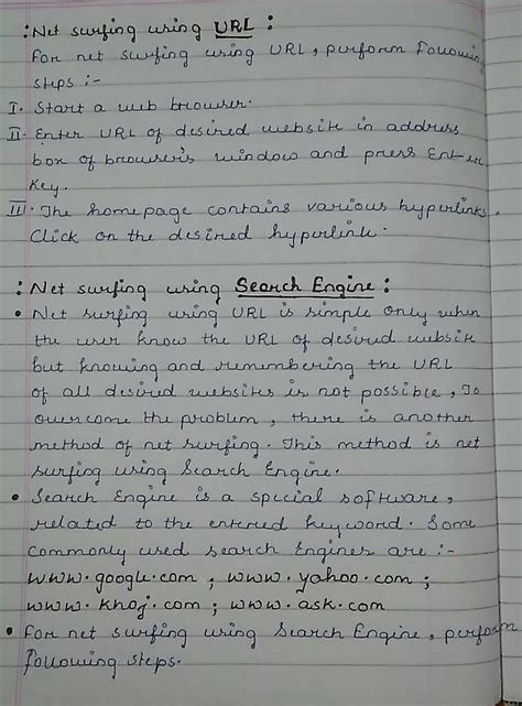Write the explanation and Steps of NET SURFING USING URL AND SEARCH ...