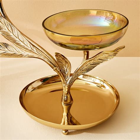 Buy Hoovu Jade Glass Jewellery Stand with Leaf Plate from Home Centre ...