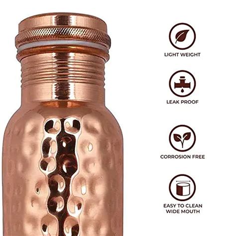 SmartServe Hammered Copper Water Bottle, 450ml, Set of 1 – SmartServe ...