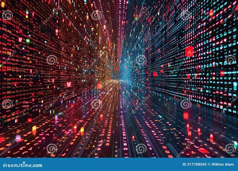 Colorful Lines and Dots Form a Tunnel in a Dark Room, Resembling a ...