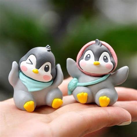 1 Set Cute Penguin Figurines Miniature Multiuse as Decorations, Cake T ...