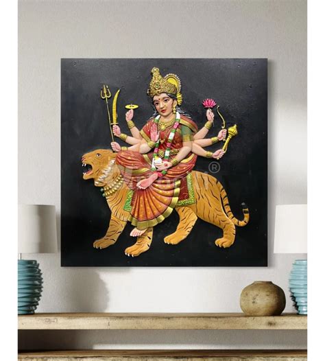 18X18 Inches Goddess Durga 3D Relief Mural Wall Art