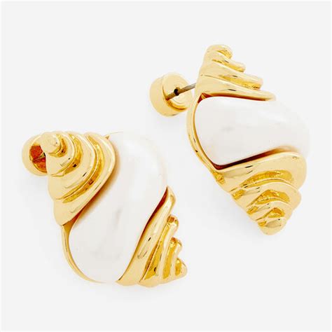 Gold Tone Shell Earrings - TK Maxx UK