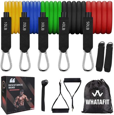 Whatafit Resistance Bands Set (11pcs), Exercise Bands with Door Anchor ...