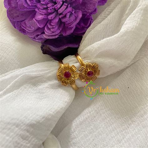 Premium AD Stone Toe Rings -String Flower -Red-G7528 – vrikshamindia