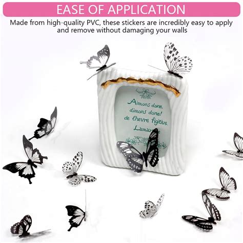 HASTHIP 36Pcs Black and White 3D Butterfly Wall Stickers for Home Decor ...