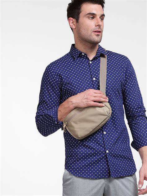 Buy Blue Printed Full Sleeves Shirt for Men Online