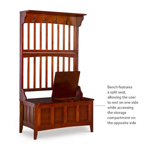 Linon Traditional Walnut Wood Coat Stand with 4 Hooks and Split Top ...