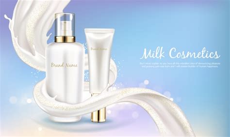 Vector cosmetic banner with realistic white bottle for skin care cream ...