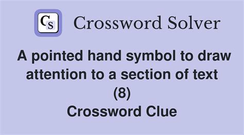 A pointed hand symbol to draw attention to a section of text (8 ...