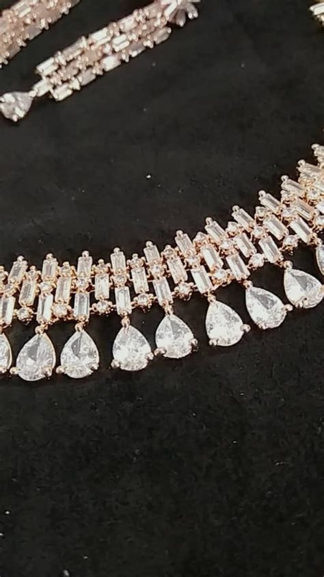 American DIAMOND Chokar NECKLACE With Earring Cz Jewellery SET - Etsy India