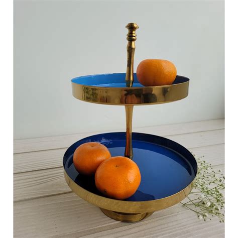 2 Tier Metal Golden Sky Blue Platter – Buy Now at My Baby Babbles