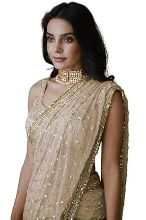 Buy VAIRAGEE Women Soft Net Silk Jari Square Shape Embroidery ...