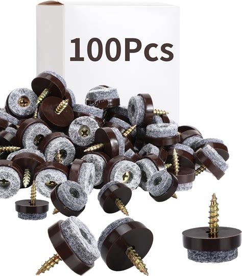 Yaocom 100 Pcs Screw on Felt Chair Pads 0.8" Felt Pads for Furniture ...