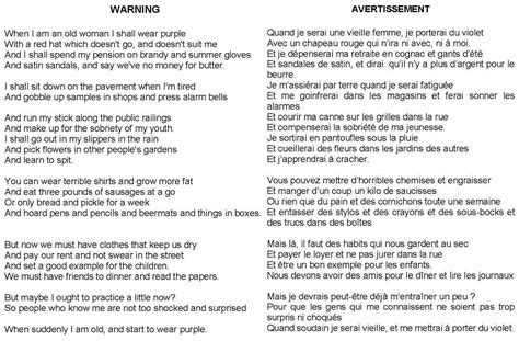 Warning - Poème de Jenny Joseph (1961) - Baronne Samedi
