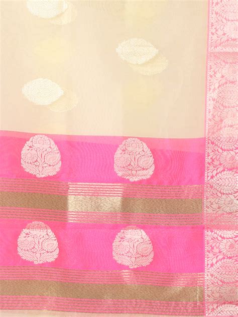 Banana Yellow Organza Saree With Zari Weave Border – Charukriti