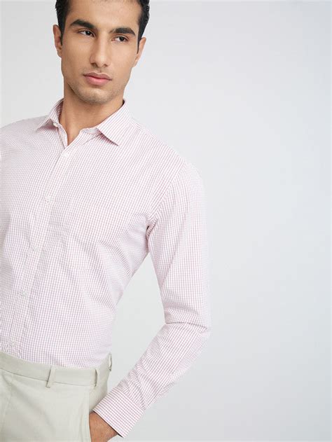 Park Avenue Men Red Checkered Slim Fit Polyester Blend Formal Shirt ...