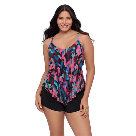 Women's Trimshaper Collage Patch Ronnie Tankini Swim Top