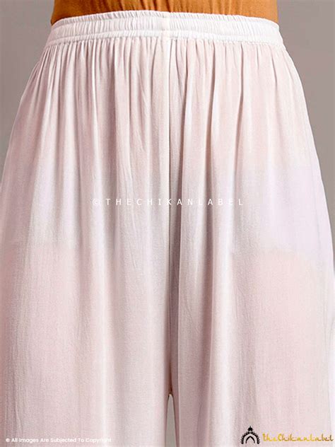 Rushda White Rayon Straight Chikankari Palazzo | Trending Bottom