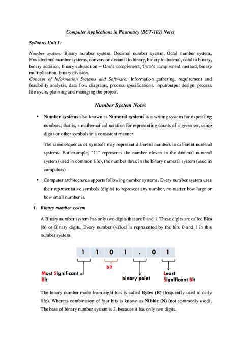 Unit 1 Number System - Computer Applications in Pharmacy (BCT-102 ...