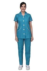 UNIFORM CRAFT Polyester and Cotton Twill Teal Nurse Uniform, Medium ...