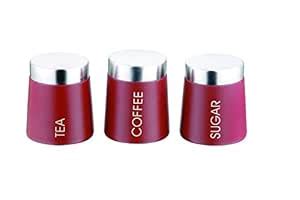 Buy BOXY Mild Steel Conical shaped Canister Set of 3 (Tea,Coffee,Sugar ...