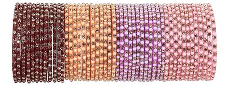 Buy LAVAZZA Multicolour Glass Bangles For Women & Girls with Zircon ...