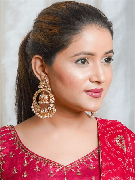 Jadau Jhumka Chandbali Earrings - White – QUEENS JEWELS