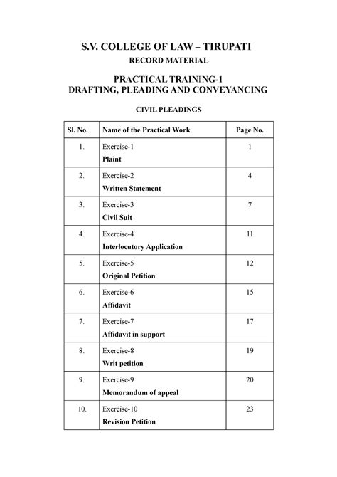 DPC Exercises - Drafting, Pleadings Formats - S. COLLEGE OF LAW ...