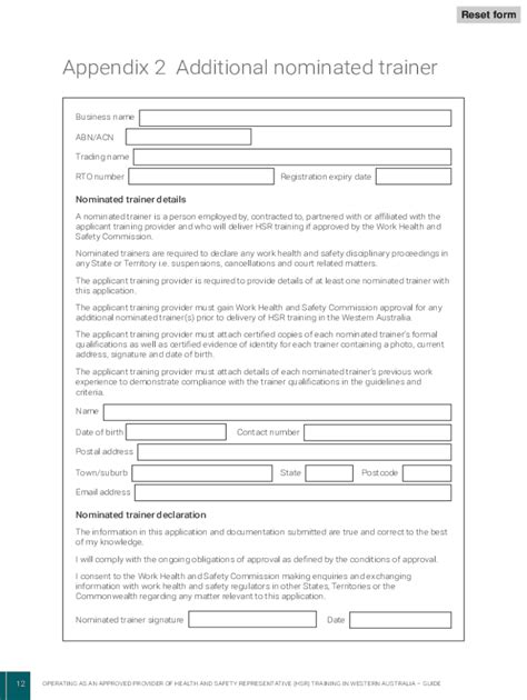 Fillable Online Operating as an approved provider of health and safety ...