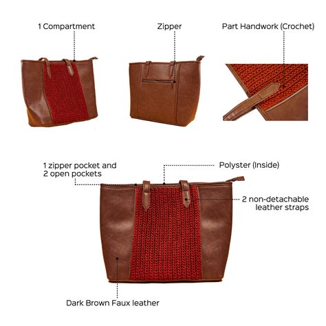 Buy Handcrafted Faux Leather French Russet Straight Cut Tote Bag Online ...