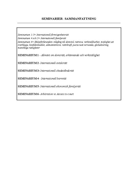 Seminarium Sammanfattning: Internationell Rätt (IP) och Domstolars ...