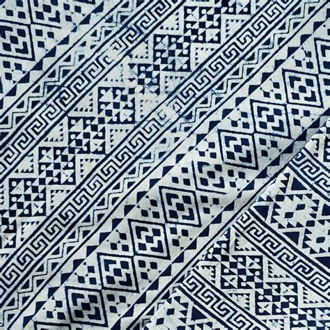 Pure Cotton Indigo Different Border Hand Block Print Fabric – Sanskruti