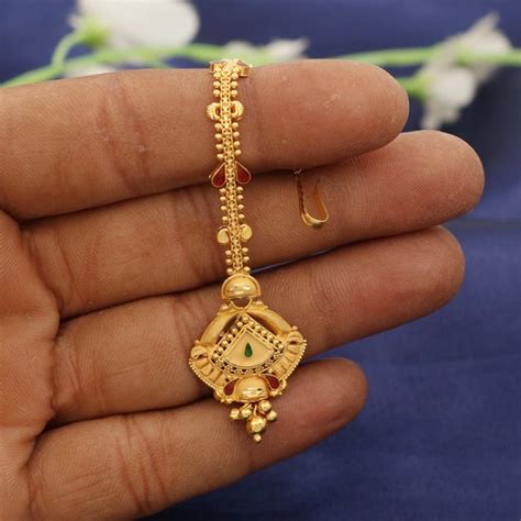 22k Yellow Gold Tikka for Women Handmade Design Indian Gold - Etsy India