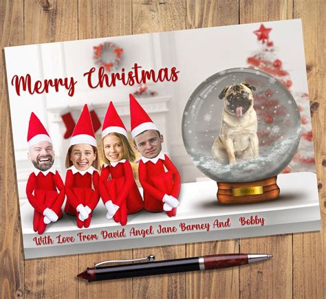 Christmas Cards, Personalized Family Portrait, Gift for Dog Lover, Gift ...