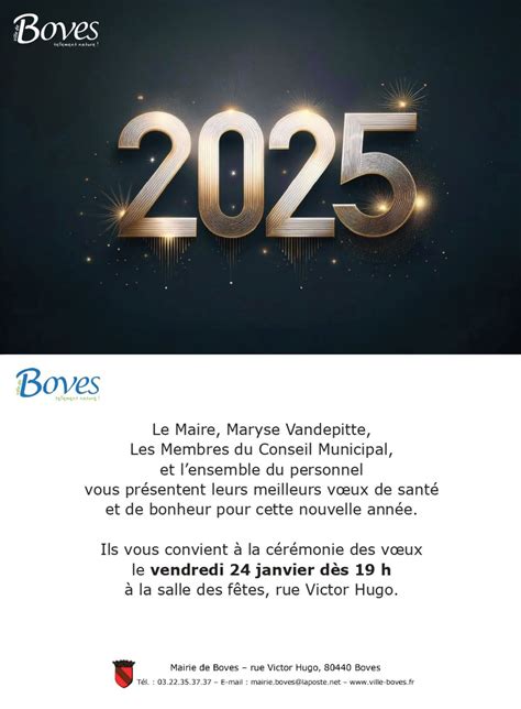 ? Cérémonie des vœux 2025 à Boves ?, Salle des fêtes, rue Victor Hugo ...