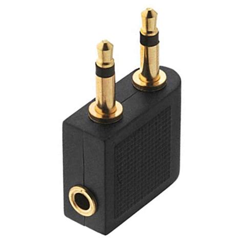 Dual 3.5mm Male to Female Airplane Headphone Adapter Gold Plated Stereo ...
