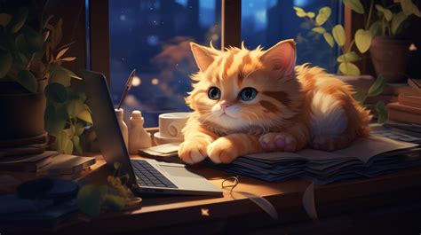 Cute Orange Cat HD Desktop Wallpaper