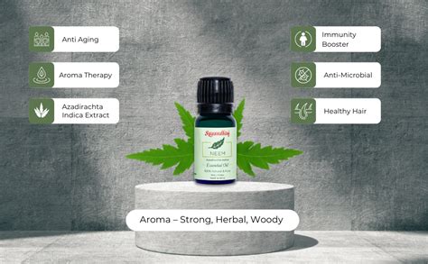 Sugandhim Neem Essential Oil,1 x 10ml, Steam Distilled, Aromatherapy ...