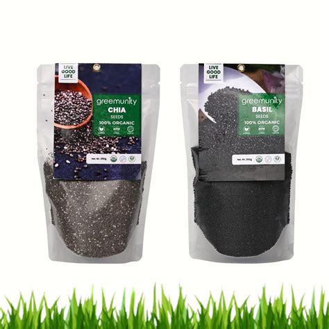 GREEMUNITY | Organic Chia Seeds 500gm - Organic Basil Seed 250gm ...
