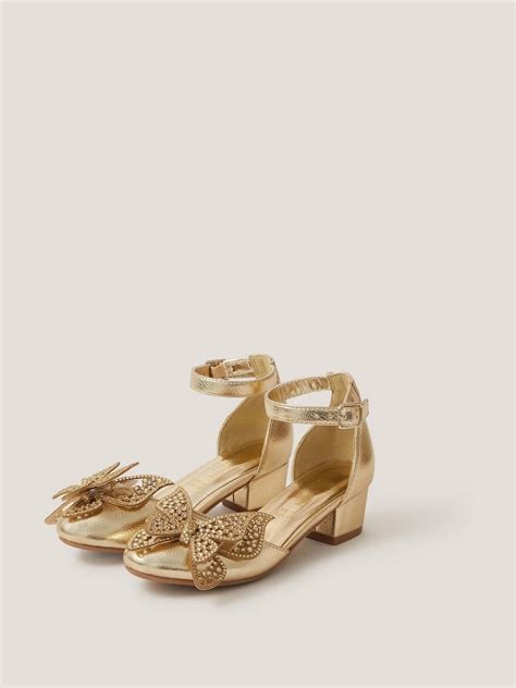 Buy Monsoon Gold Butterfly Metallic Heels from Next India