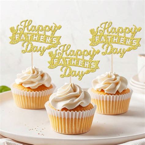 24pcs Happy Father's Day Cake Toppers And 24 Glue Dots, Father's Day ...