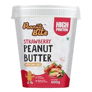 Peanut Bite Strawberry Flavour Peanut Butter With Chia Seed - 500g ...