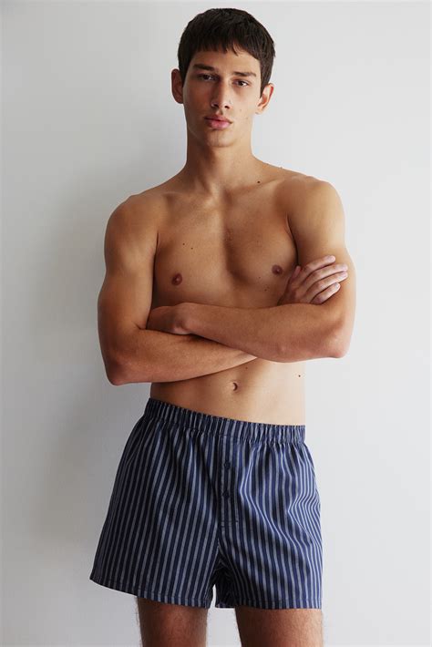 3-pack woven cotton boxer shorts - Light blue/Checked - Men | H&M IN