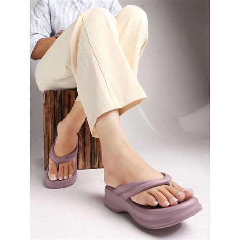 Buy Carlton London Women Purple Comfortable Wedge Thong Sandals Online