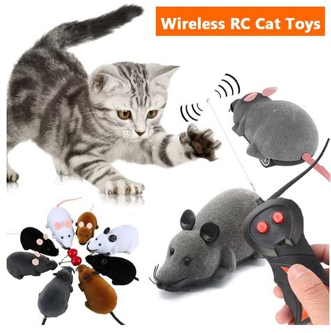 3 Colors Cat Toys Remote Control Wireless Simulation Plush Mouse RC ...