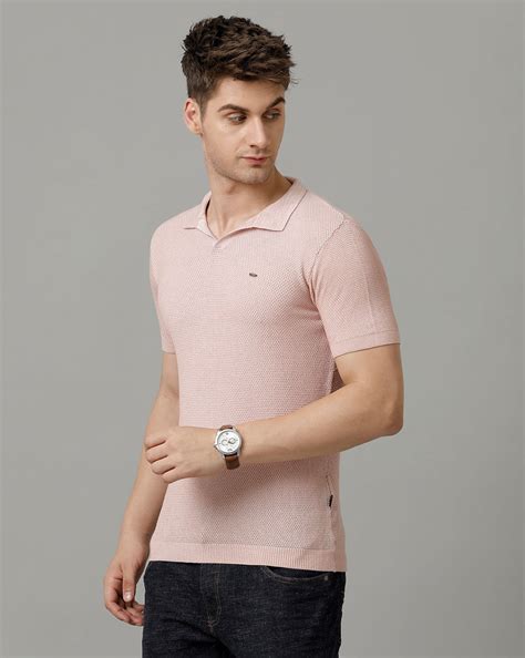 Identiti Pink Half Sleeve Solid Slim Fit Cotton Casual Polo T-Shirt Fo