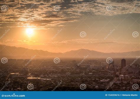 Landscape Sunrise Over Tucson Mountains Arizona Stock Photo - Image of ...
