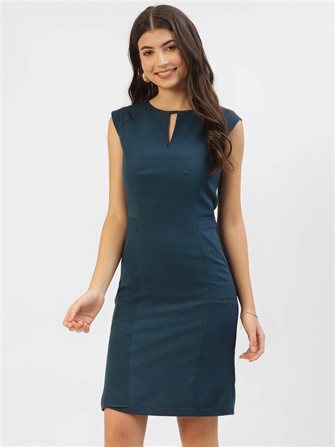 Teal Solid Crepe Dress – Taurusshop.com