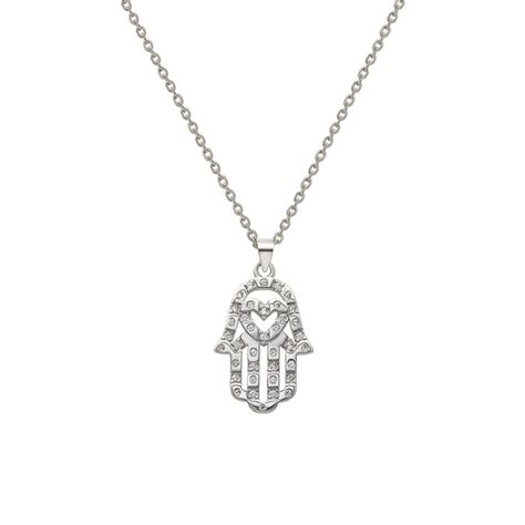 Buy the Silver Humsa Pendant with Chain - Silberry